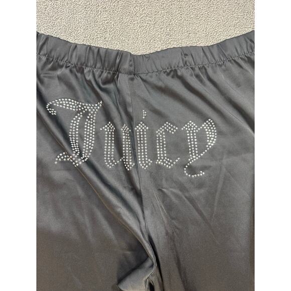 Juicy Couture Satin Pajama Set Y2K Black Silver Rhinestone PJ Size Large - Picture 14 of 15